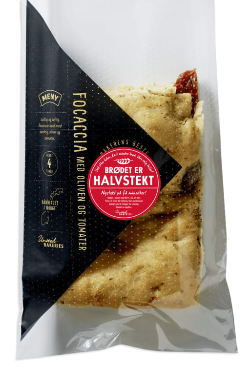 Focaccia Tomat&Oliven Håndlagd Halvstekt