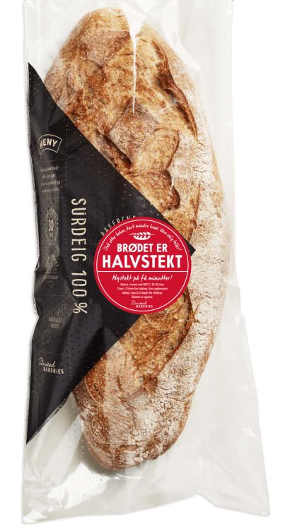 Surdeigsbrød 100% Halvstekt