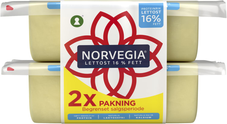 Norvegia Lettost Tine 16% Fett 2x1kg Vv