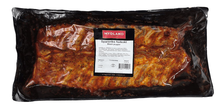 Spareribs Forkokt Black Pepper Ca1kg Mydland