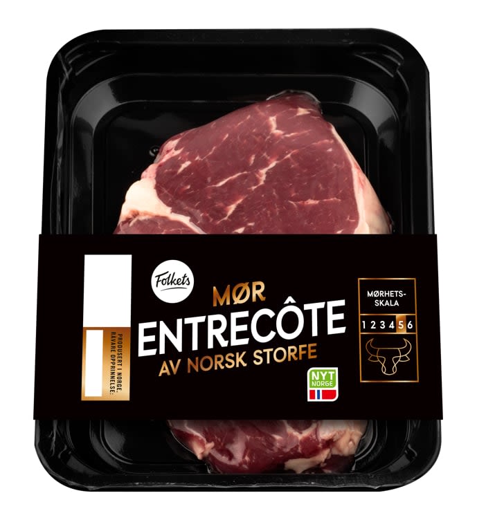 Storfe Entrecote skivet Ca350g