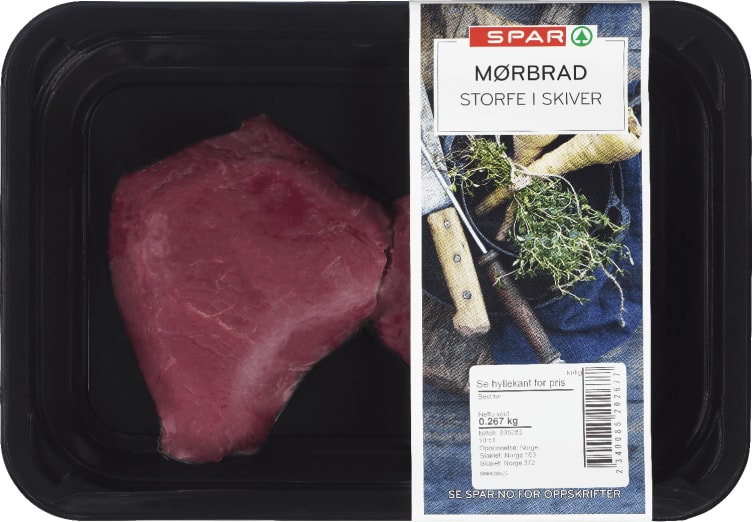 Storfe Mørbrad skivet Ca385g Spar