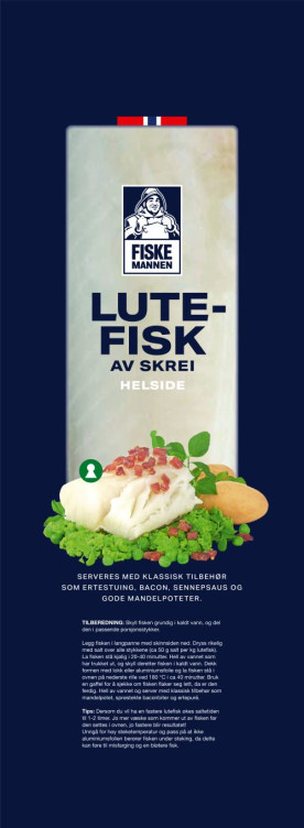 Lutefisk Helside m/Skinn Ca1,2kg Fiskemannen