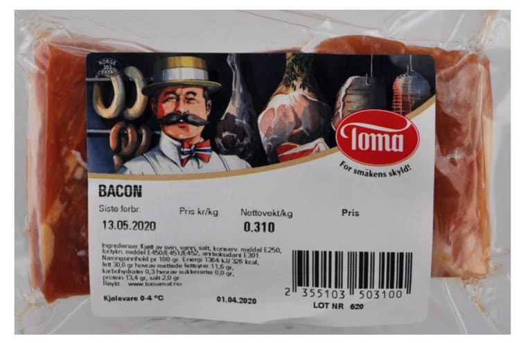 Bacon Røkt Bit Ca300g Toma Mat