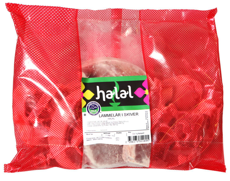 Lammelår Halal skivet Frys Ca1kg Kuraas