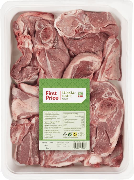 Lam Fårikålkjøtt Ca1,8kg First Price