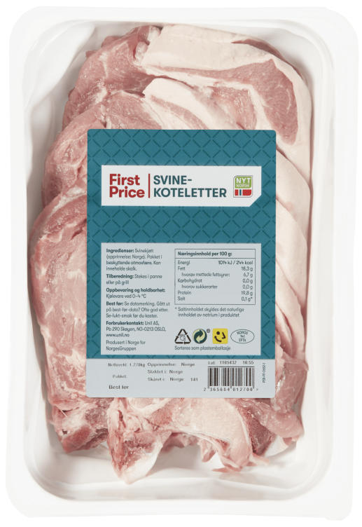 Svinekoteletter Ca1,3kg First Price pris