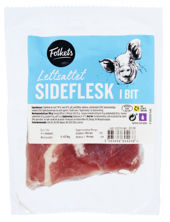 Sideflesk Lettsaltet i Bit Ca400g Folkets