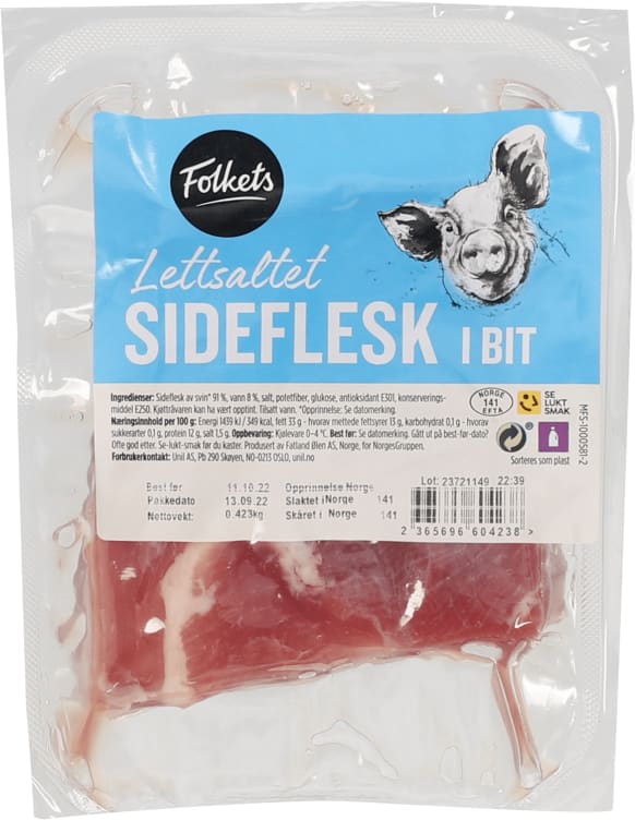 Sideflesk Lettsaltet i Bit Ca400g Folkets