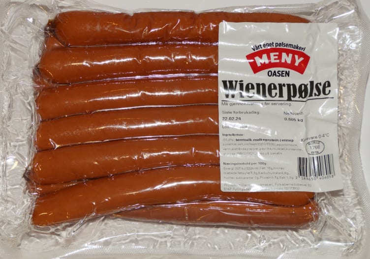 Wienerpølse Ca500g Meny Oasen Pølsemakeri