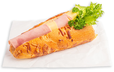 Ostebaguette m/ ost & skinke