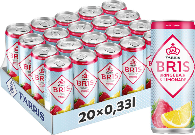 Farris Bris Bringebær Limonade 0,33l boks Brett