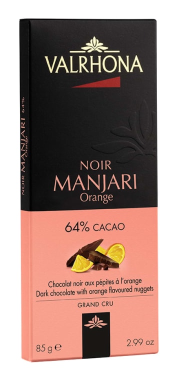 Sjokolade Mørk 64% Manjari Orange 85g Valrhona