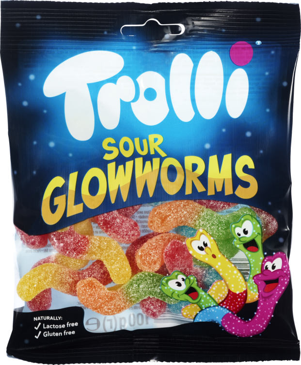 Sour Glowworms 100g Trolli