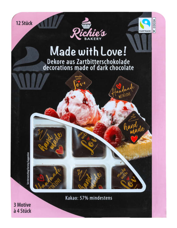Sjokoladedekor Made With Love 12 stykk Richie's