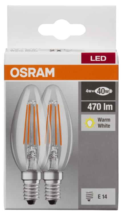 Bilde av Lyspære Led Clab40 Klar E14 2pk Osram