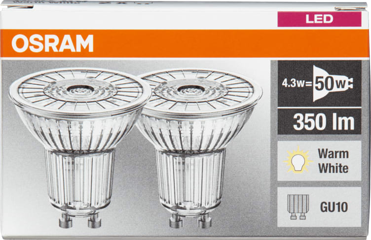 Lyspære Led Par16 50 Gu10 2pk Osram