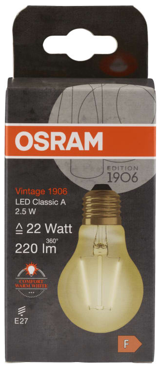 Lyspære Led Cl A 22 Gull Non-Dim E27 Osram