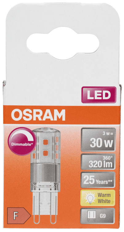 Lyspære Led Pin 30 Klar Dim G9 Osram