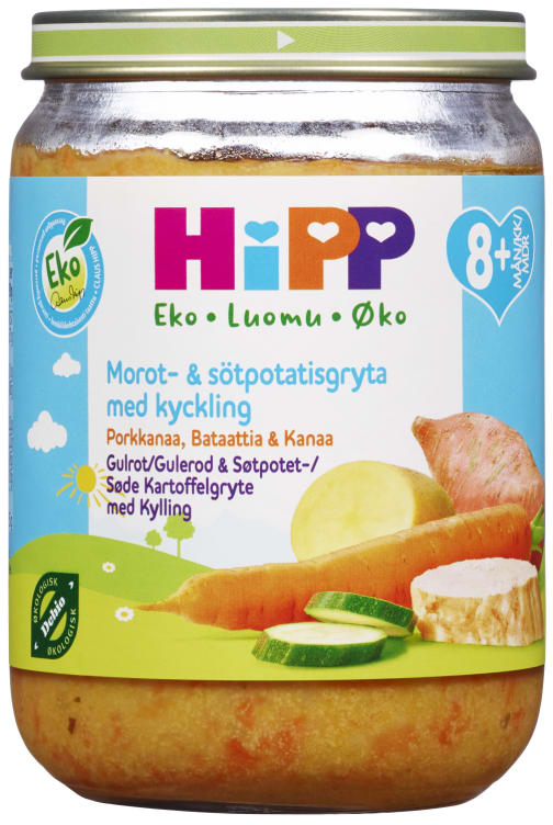 Grønnsaker Søtpotet&Kylling 8mnd 190g Hipp