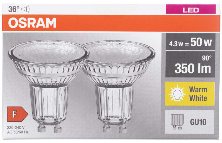 Product Image for Lyspære Led Spot Par16 50 Gu10 2pk Osram
