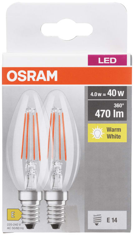 Product Image for Lyspære Led Clb 40 Klar E14 2pk Osram