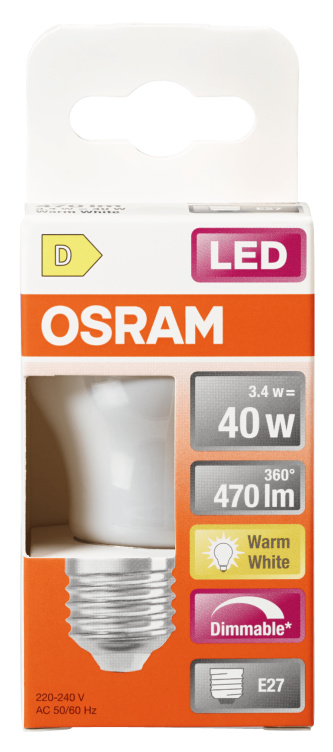 Lyspære Led Cl P 40 Matt E27 827 Dim Osram