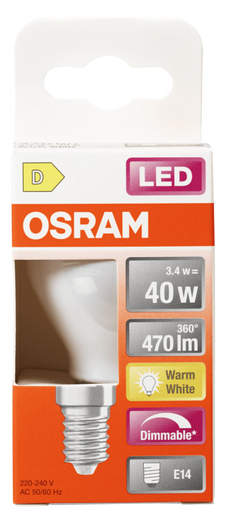 Lyspære Led Cl P 40 Matt E14 827 Dim Osram