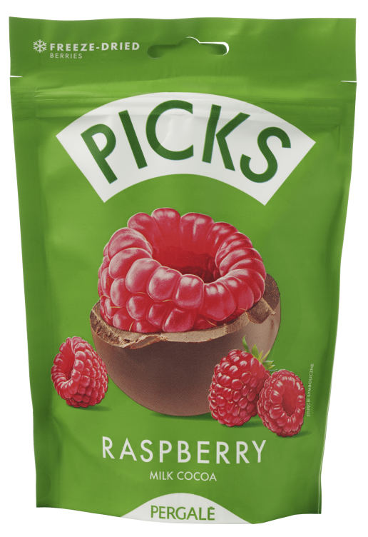 Bringebær m/Sjokolade 90g Picks