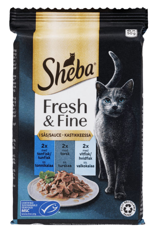 Sheba Fresh&Fine Tunfisk&Laks&Hvit Fisk 300g