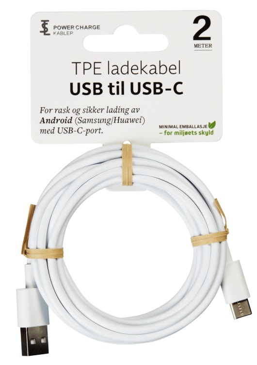 Ladekabel Hvit Usb-C 2m Tsl