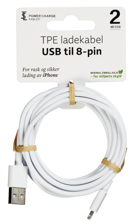 Ladekabel Hvit Iphone 2m Tsl