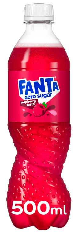 Fanta Raspberry u/Sukker 0,5l flaske