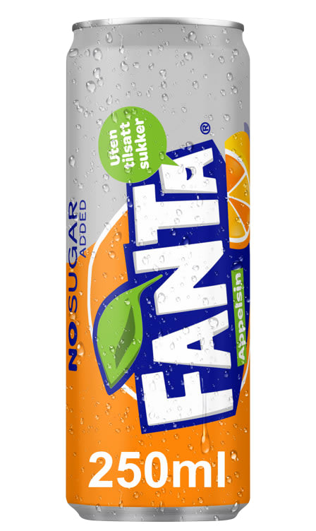 Bilde av Fanta Appelsin u/Sukker 0,25l boks