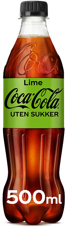 Coca-Cola u/Sukker Lime 0,5l flaske