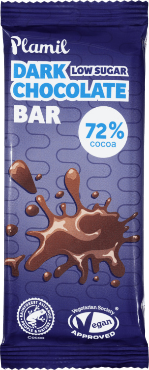 Sjokoladebar 72% Low Sugar 40g Plamil