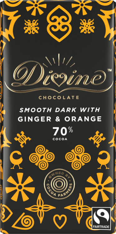 Divine Chocolate Ginger&Orange Dark 90g