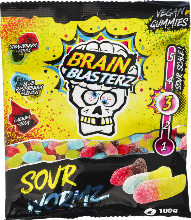 Sour Wormz 100g Brain Blasterz