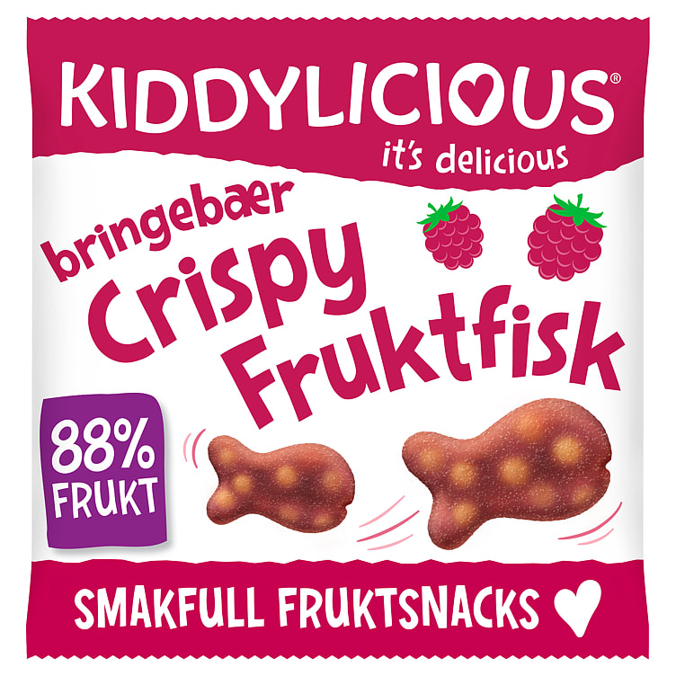 Krispig Fruktfisk Bringebær 12g Kiddylicious