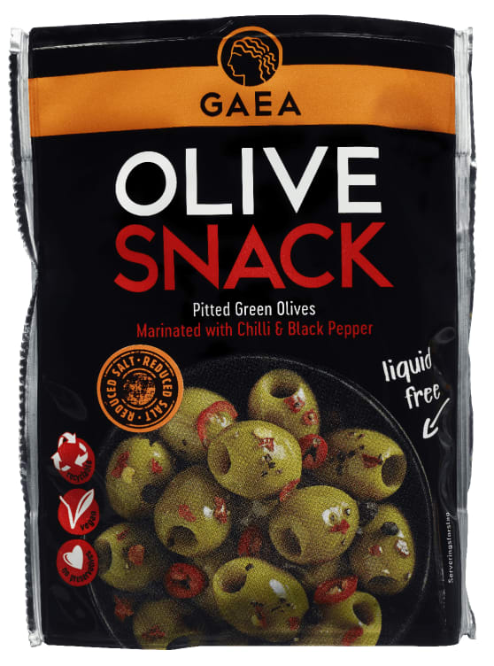 Oliven Snack Pack m/Chilli&Pepper 65g Gaea