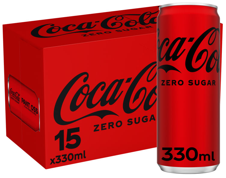 Bilde av Coca-Cola u/Sukker 0,33lx15 boks Sleek