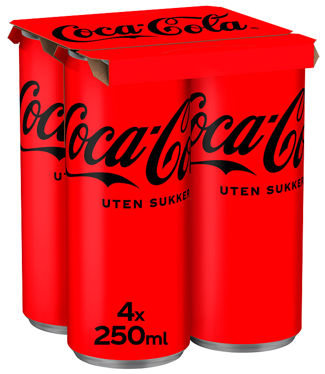 Bilde av Coca-Cola u/Sukker 0,25lx4 boks