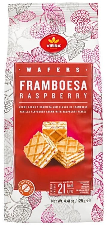 Wafers Bringebær 125g Vieira