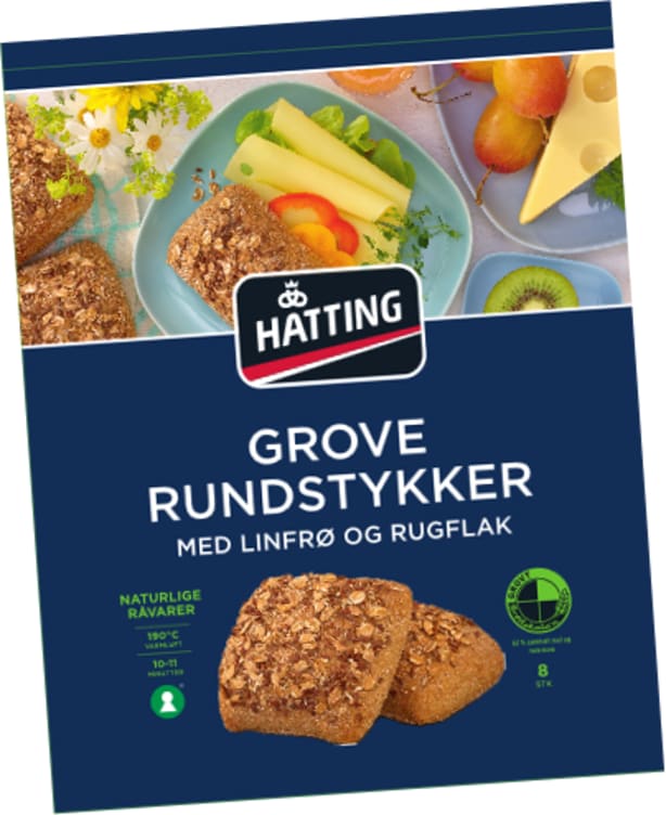 Rundstykker Grove Linfrø&Rugflak 480g Hatting