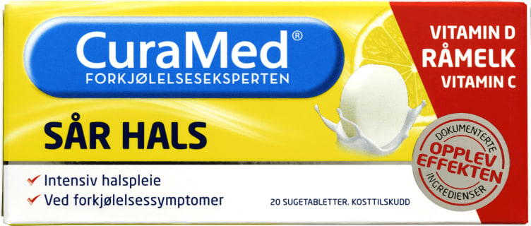 Curamed Original Sår Hals m/Råmelk 20stk