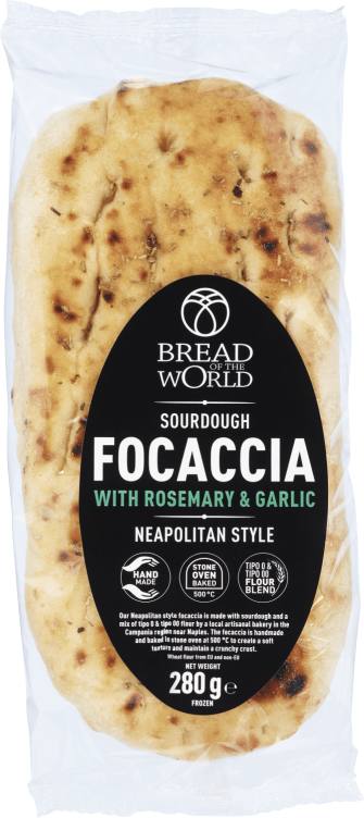 Focaccia Rosmarin og Hvitløk 280g