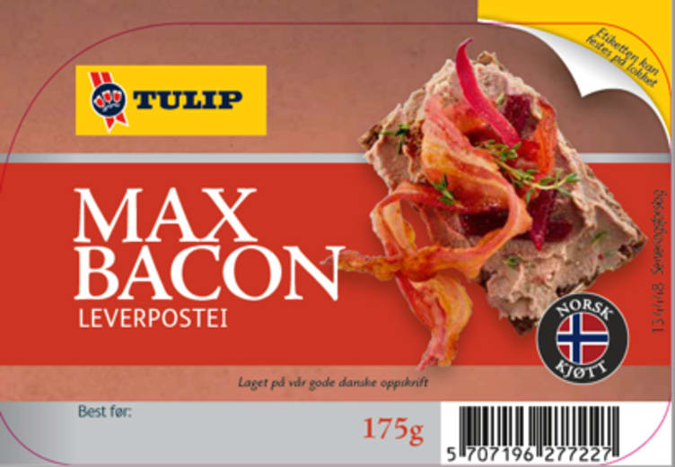 Leverpostei Max Bacon Ovnsbakt 175g Tulip