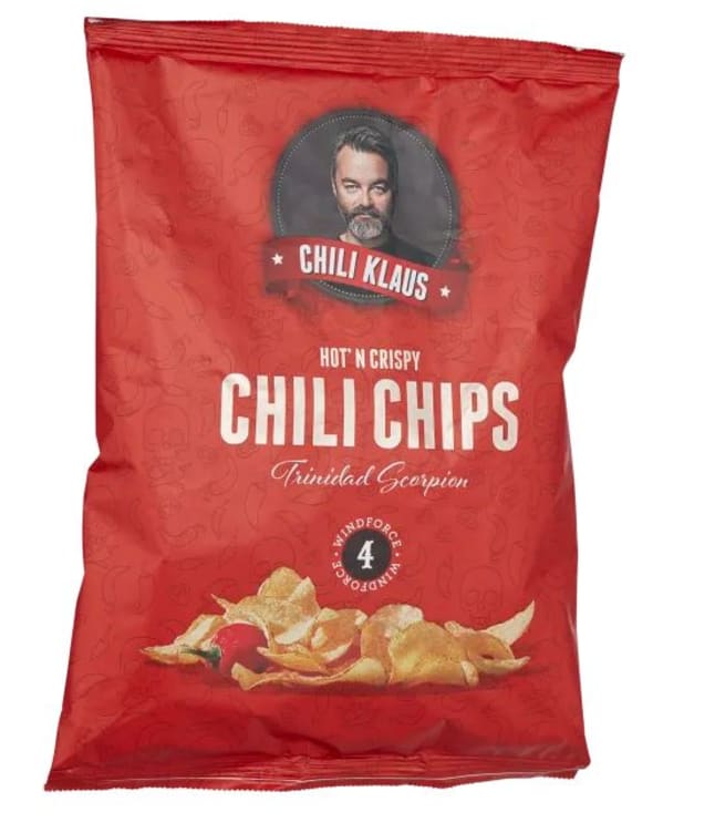 CHIPS VINDSTYRKE 4 150G CHILI KLAUS