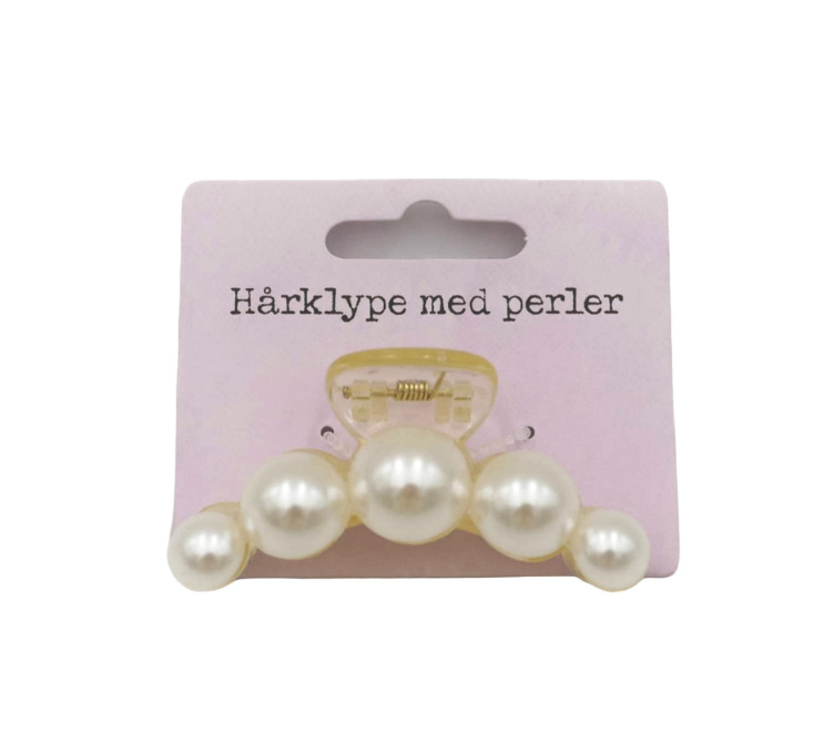 Hårklype Perler Sølv/Hvit