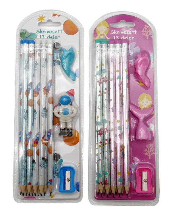 Blyantsett 13stk Astronaut/Havfrue